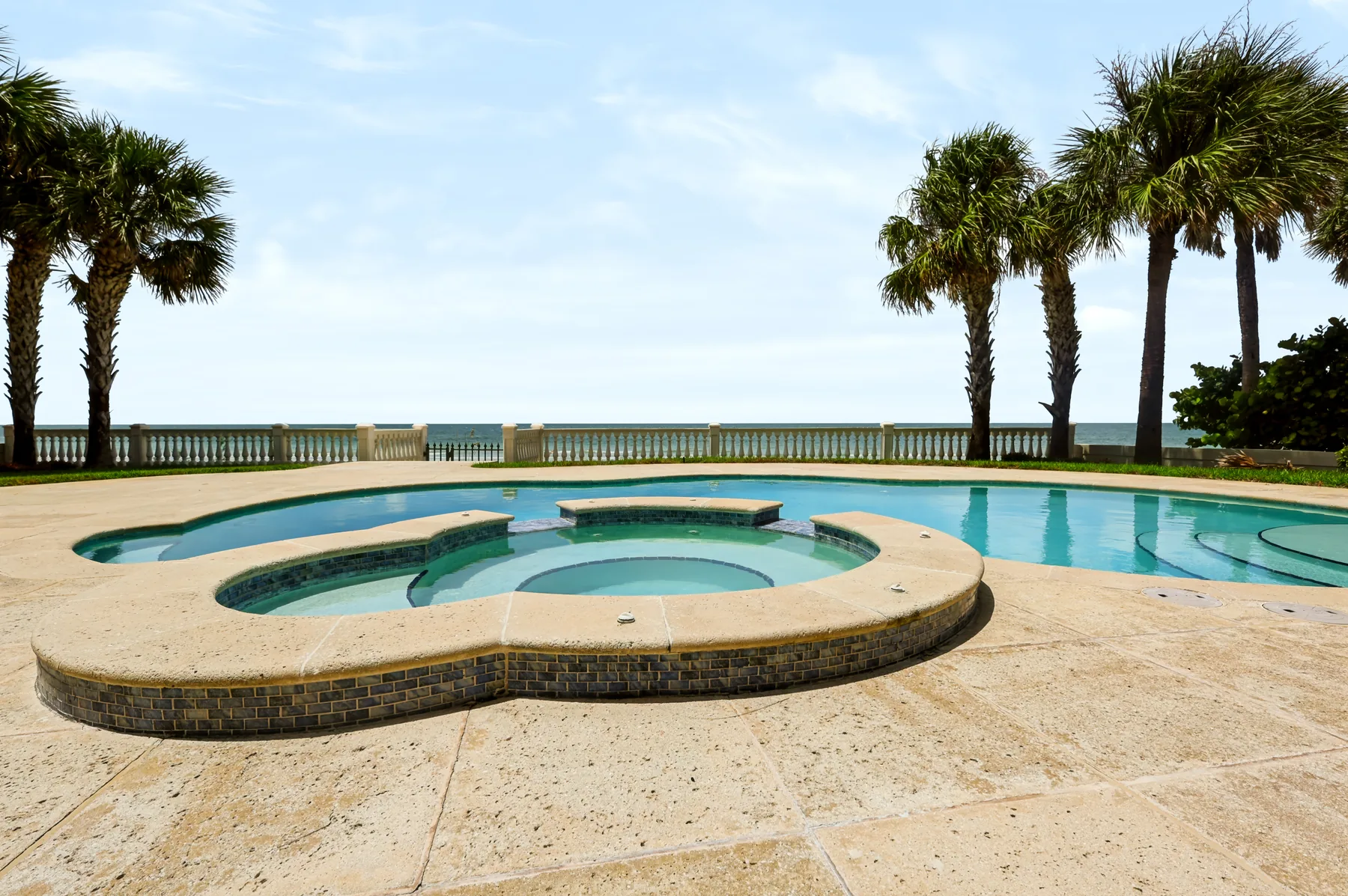 Waterfront pool photographed for a Tampa Bay real estate listing